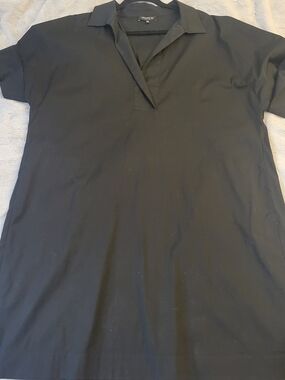Lafayette 148 New York Black Collared Poplin Dress